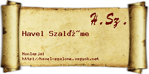 Havel Szalóme névjegykártya